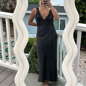 Black Zara Lace/Satin Maxi Dress
